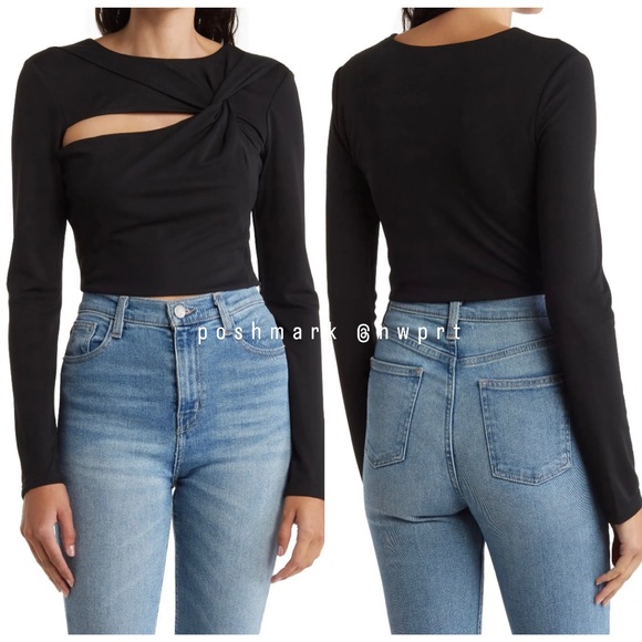 NICHOLAS Tops - NWT ✨ NICHOLAS Kaylee Top Black Cutout Cropped Crop Shirt 2 XS